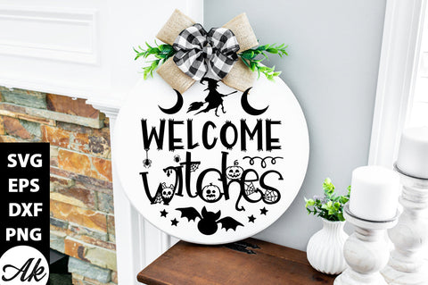 Welcome witches Round Sign SVG akazaddesign 