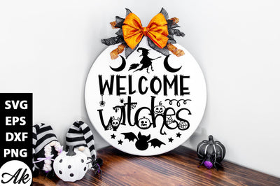 Welcome witches Round Sign SVG akazaddesign 