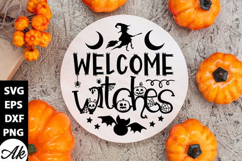 Welcome witches Round Sign SVG akazaddesign 