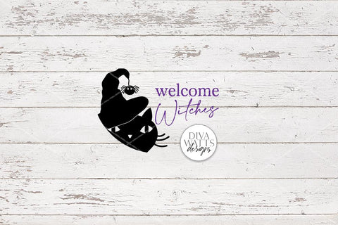 Welcome Witches SVG | Halloween Round Sign Design SVG Diva Watts Designs 