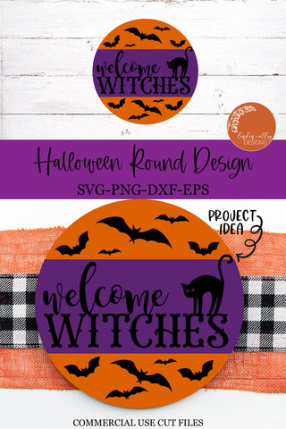 Welcome Witches SVG|Halloween Round Sign SVG SVG Linden Valley Designs 