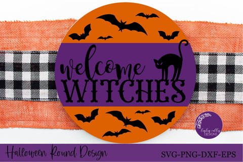 Welcome Witches SVG|Halloween Round Sign SVG SVG Linden Valley Designs 
