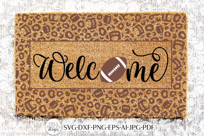 Welcome With Football and Leopard Pattern SVG SVG Diva Watts Designs 