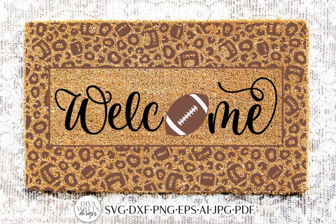 Welcome With Football and Leopard Pattern SVG SVG Diva Watts Designs 