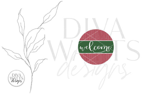 Welcome with Knit Pattern SVG | Christmas / Winter Design For Round Sign SVG Diva Watts Designs 