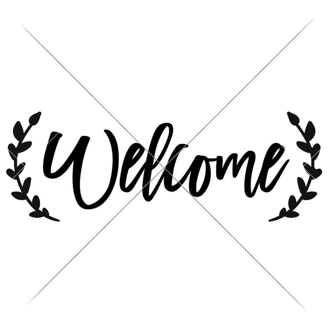 Welcome with Laurel Branches - Farmhouse SVG Chameleon Cuttables 