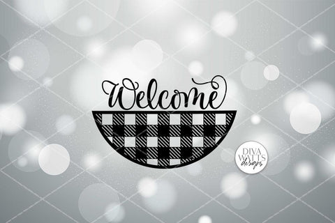 Welcome With Plaid Bottom SVG | Round Farmhouse Sign | DXF and More! SVG Diva Watts Designs 