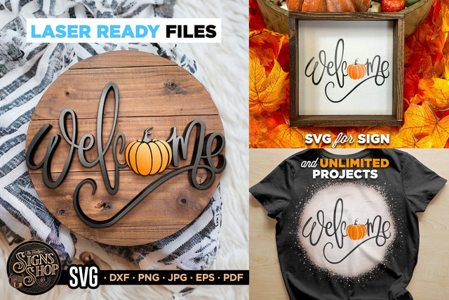 Welcome with Pumpkin | FALL SVG Sign SVG The Vintage Signs Shop 