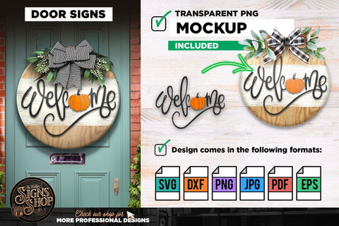 Welcome with Pumpkin | FALL SVG Sign SVG The Vintage Signs Shop 