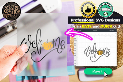 Welcome with Pumpkin | FALL SVG Sign SVG The Vintage Signs Shop 