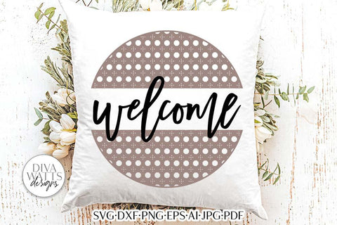 Welcome with Rattan Half Circles SVG | Boho Farmhouse Design SVG Diva Watts Designs 