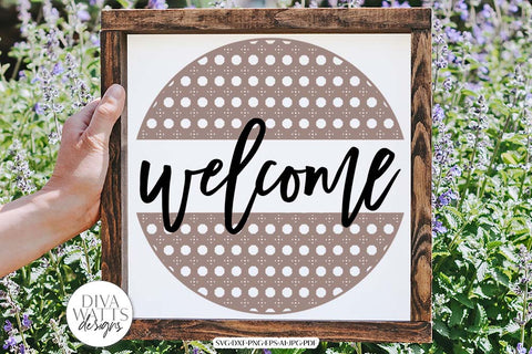 Welcome with Rattan Half Circles SVG | Boho Farmhouse Design SVG Diva Watts Designs 