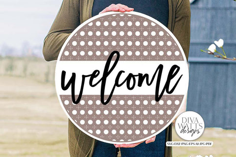 Welcome with Rattan Half Circles SVG | Boho Farmhouse Design SVG Diva Watts Designs 