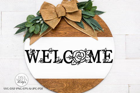 Welcome with Rose SVG | Spring Farmhouse Design SVG Diva Watts Designs 