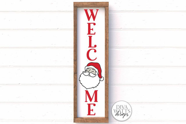 Welcome with Santa SVG | Christmas Vertical Sign Design SVG Diva Watts Designs 