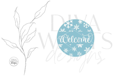 Welcome With Snowflakes SVG | Christmas / Winter Round Sign Design SVG Diva Watts Designs 