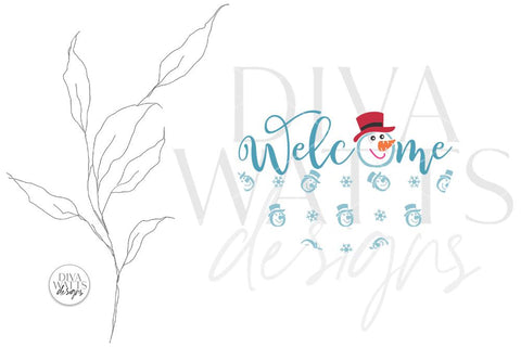 Welcome With Snowman SVG | Winter / Christmas Design SVG Diva Watts Designs 