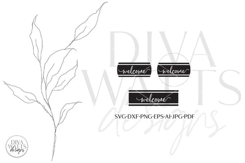 Welcome With Stripes SVG | Farmhouse Style Design | 3 Versions Included SVG Diva Watts Designs 
