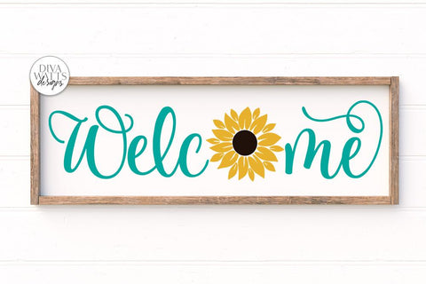 Welcome With Sunflower SVG | Farmhouse Sign | DXF and More SVG Diva Watts Designs 