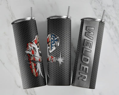 Welder Template, Metal Worker Tumbler Template, Black Smith Design Download, Carbon Fiber Concrete Tumbler Wrap Sublimation CaldwellArt 
