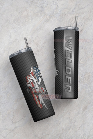 Welder Template, Metal Worker Tumbler Template, Black Smith Design Download, Carbon Fiber Concrete Tumbler Wrap Sublimation CaldwellArt 
