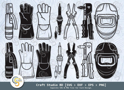 Welding Equipment Silhouette, Welder Svg, Hand Riveter svg, Mechanic Svg, Welding Mask Svg, Repair Tools Svg, Welding Equipment Svg Bundle SVG ETC Craft 