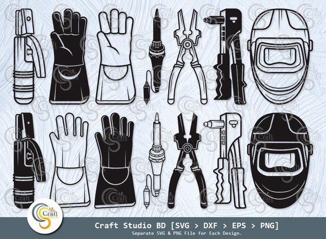 Welding Equipment Silhouette, Welder Svg, Hand Riveter svg, Mechanic Svg, Welding Mask Svg, Repair Tools Svg, Welding Equipment Svg Bundle SVG ETC Craft 