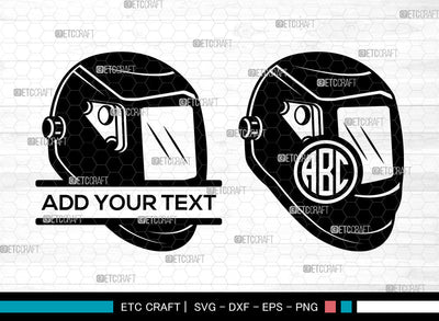 Welding Mask Monogram SVG, Split Monogram SVG, Welding Mask Icon Svg, Welding Hood Svg, Welding Helmet Svg, Welding Svg, Welding Mask SVG ETC Craft 