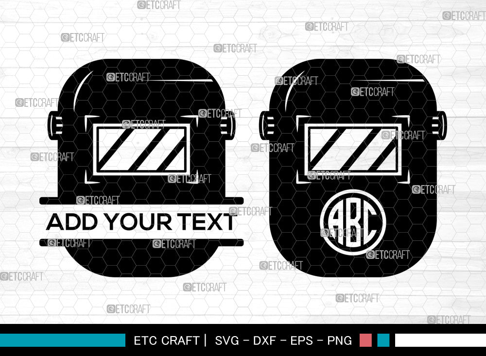 Welding Mask Monogram SVG, Split Monogram SVG, Welding Mask Icon Svg