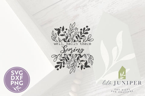Well Hello There Spring SVG | Botanical Wood Sign SVG SVG LilleJuniper 