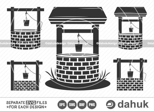 Well SVG, Well Icon SVG, Water Well svg, Cut file, for silhouette, clipart, cricut design space, vinyl cut files SVG dahukdesign 