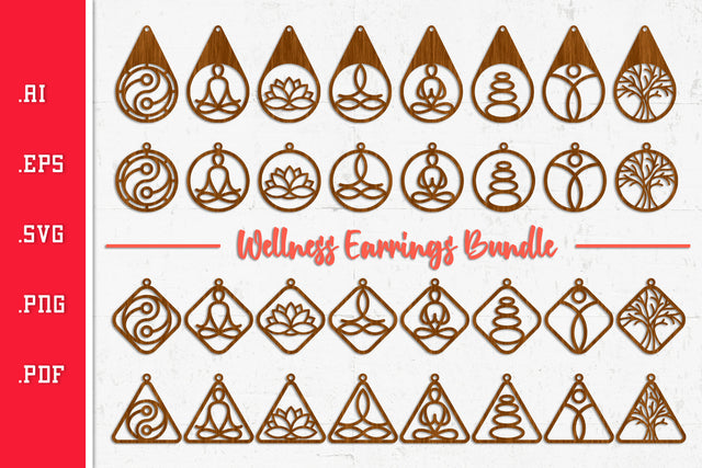 Wellness Earrings Bundle - Cut Files SVG SVG Slim Studio 
