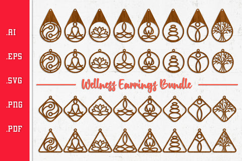 Wellness Earrings Bundle - Cut Files SVG SVG Slim Studio 