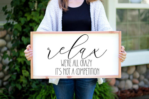 We're All Crazy I Funny Home Sign SVG I Farmhouse Sign SVG SVG Happy Printables Club 