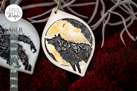 Werewolf And Full Moon Earrings SVG Werewolf Earrings Glowforge Earrings Wolf Halloween Earrings For Laser Moon Earrings For Laser Earrings SVG Diva Watts Designs 