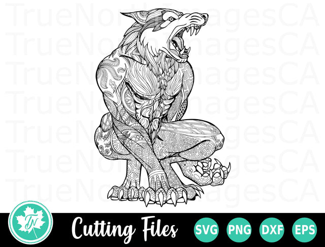 Werewolf SVG | Zentangle SVG | Mandala SVG SVG TrueNorthImagesCA 