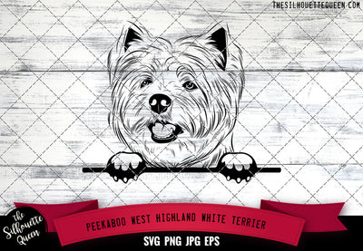 West Highland White Terrier Peek A Boo | Peekaboo | Peeking Dog Face SVG for Glowforge, Cricut, Laser, Silhouette, Scan n cut files SVG Loveleen Kaur 