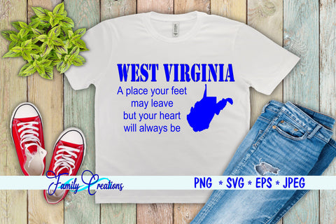 West Virginia A place your feet may leave but your heart will always be SVG Family Creations 