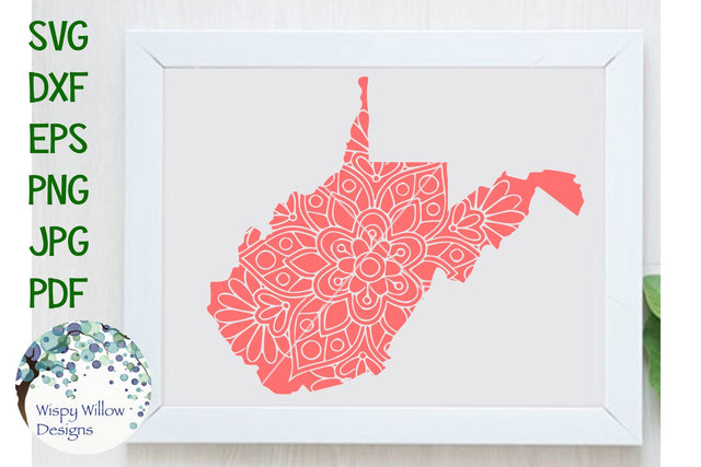 West Virginia Mandala SVG Wispy Willow Designs 