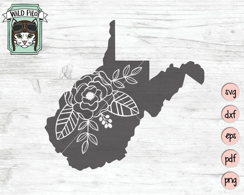 West Virginia Silhouette Floral SVG Cut File SVG Wild Pilot 