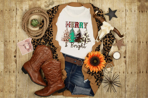 Wester Christmas Sublimation - Merry & Bright Sublimation CraftLabSVG 