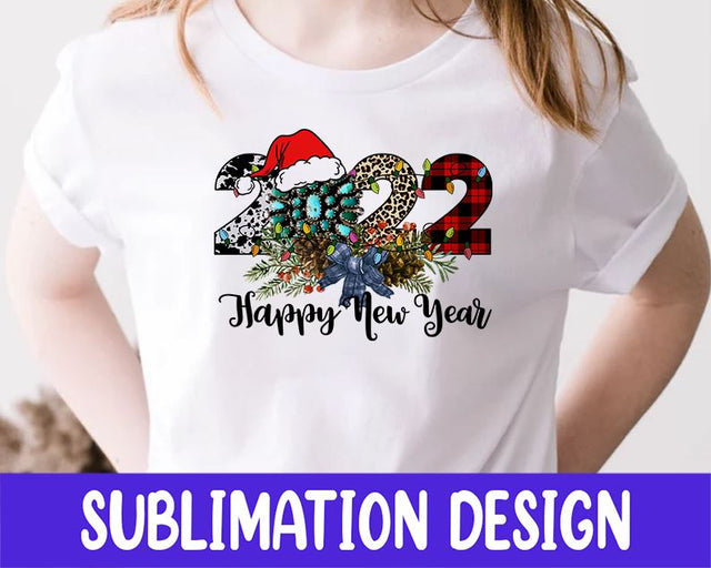 Western 2022 Happy New Year Png, Merry Christmas, 2022, Christmas Png, Happy New Year,Gemstone Turquoise,Digital Download Sublimation iStyleDesign 