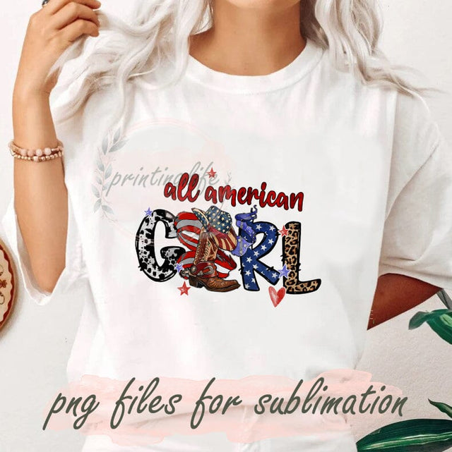 Western All American Girl Png, 4th Of July Bundle Png, America, Cowhide, Cowgirl Boots Png, Country Western Seamless, Leopard All American Girl Png Sublimation PrintingLife 