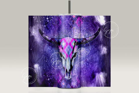 Western Aztec Cow Skull Png, Cow Hide Skull Western Tumbler Wrap, Southwest Print Sublimation Design, 20 oz Skinny Tumbler, Digital Download Sublimation Syre Digital Creations 