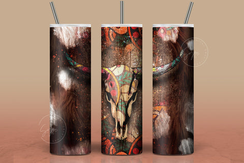 Western Aztec Cow Skull Png, Cow Hide Skull Western Tumbler Wrap, Southwest Print Sublimation Design, 20 oz Skinny Tumbler, Digital Download Sublimation Syre Digital Creations 