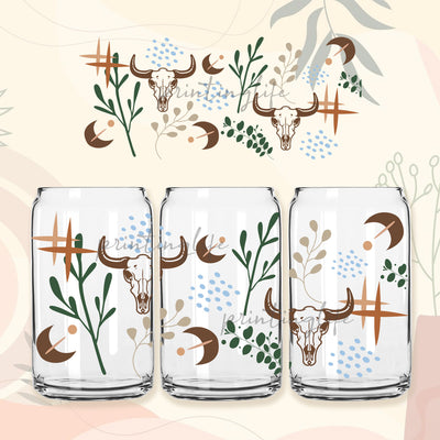 Western Beer Can Glass-Coffee Png, Bull Skull 16oz Libbey Can Tumbler Png, Soda Can Glass Sublimation Designs, Beer Can Glass With Lid Iced Coffee Glass Sublimation PrintingLife 