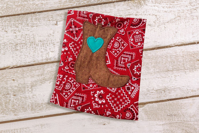 Western Boot with Heart Applique Embroidery Embroidery/Applique Designed by Geeks 