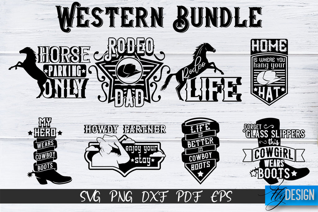 Western Bundle Svg, Cowboy Boots, Cowboy Quotes, Western Svg - So Fontsy