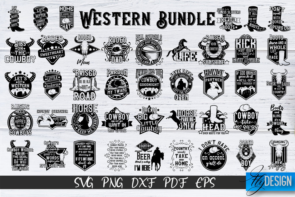Western Bundle SVG, Cowboy boots, Cowboy Quotes, Western SVG - So Fontsy