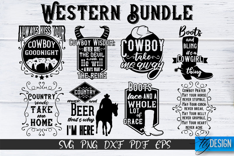 Western Bundle SVG, Cowboy boots, Cowboy Quotes, Western SVG - So Fontsy